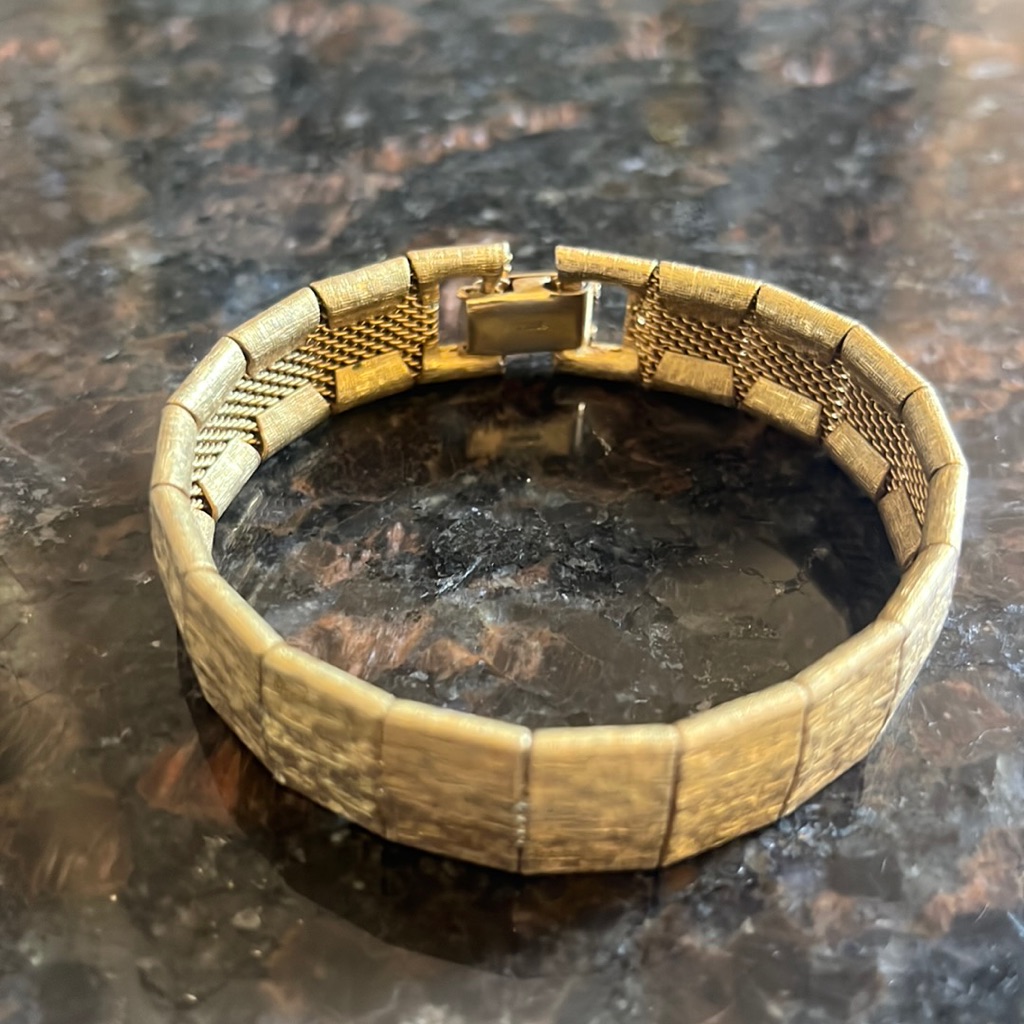 Emmons Vintage Gold Tone Panel Bracelet